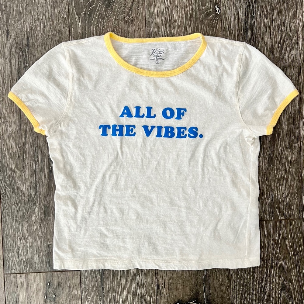 J. Crew Cropped Graphic Ringer Tee - Picture 2 of 5